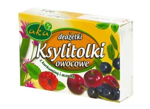 DRAŻETKI KSYLITOLOWE KSYLITOLKI OWOCOWE 40G -AKA