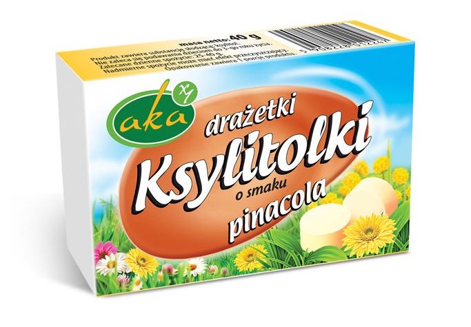 DRAŻETKI KSYLITOLOWE KSYLITOLKI O SMAKU PINACOLA 40G - AKA