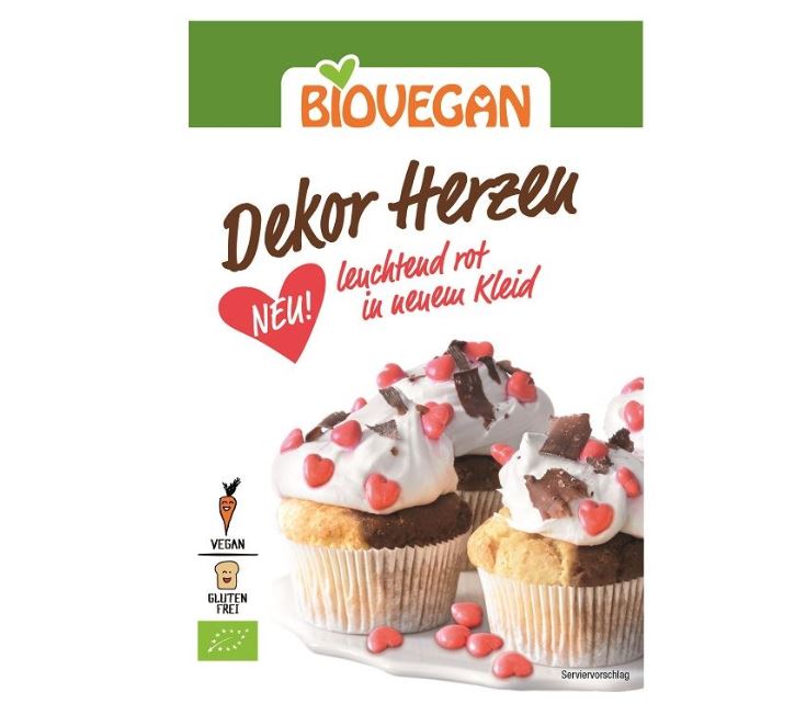 POSYPKA DEKORACYJNA CZERWONE SERCA BEZGLUTENOWA BIO 35 g - BIO VEGAN