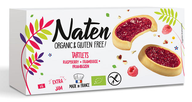 CIASTKA TARTALETKI Z DŻEMEM MALINOWYM BEZGLUTENOWE BIO 130G - NATEN