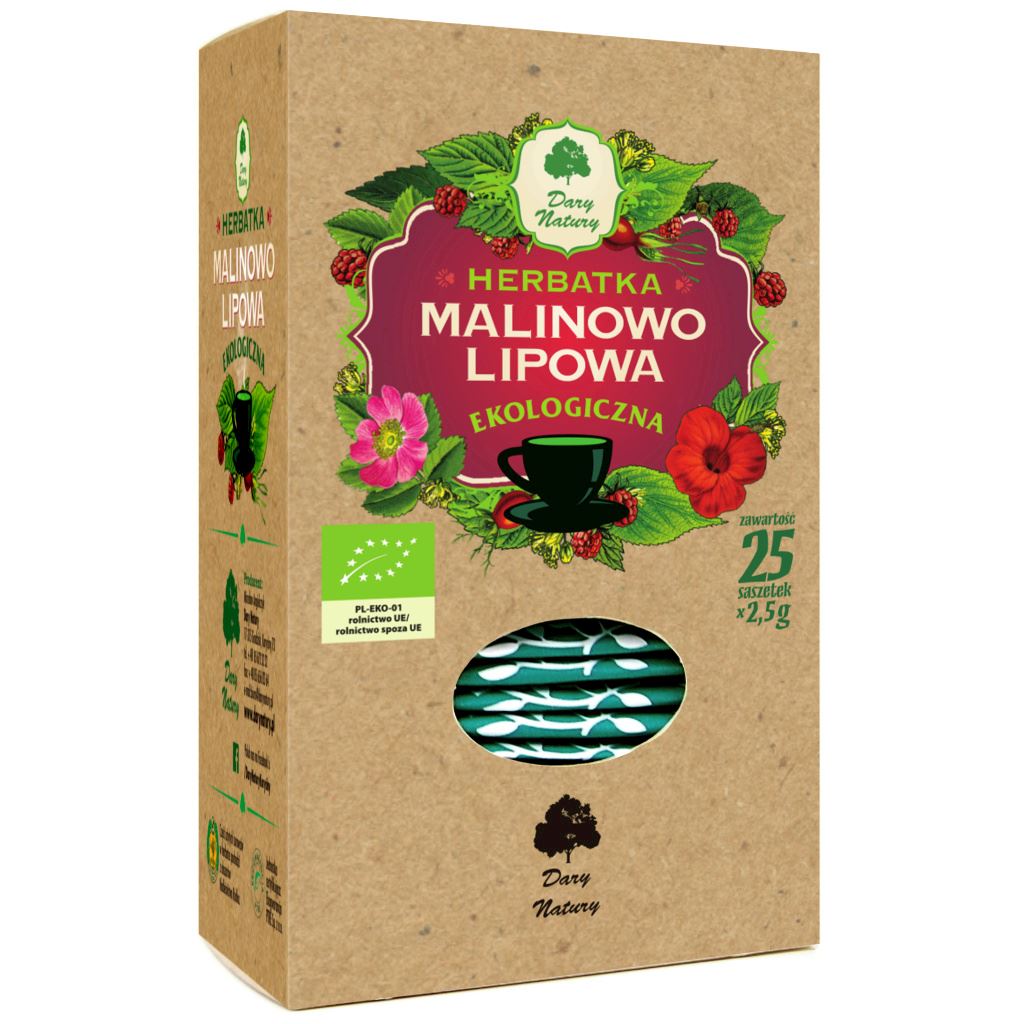 HERBATKA LIPOWO - MALINOWA BIO (25 x 2,5 g) - DARY NATURY
